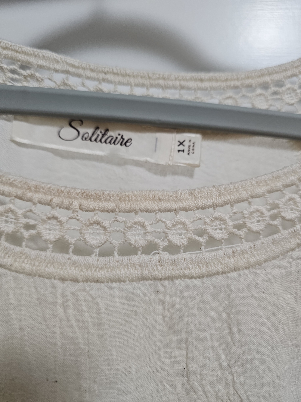 Solitaire Cream Crochet Trim Blouse